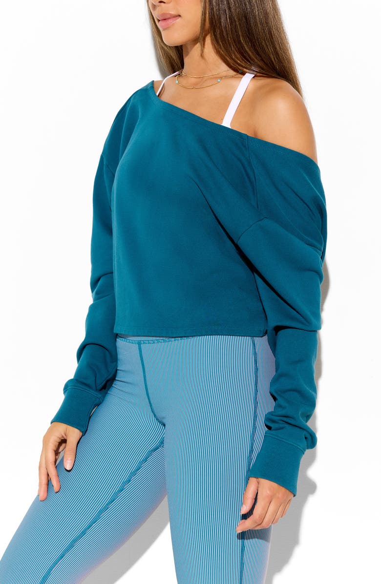 Spiritual Gangster Mystic Multifit Cotton Blend Sweatshirt, Alternate, color, Blue Lagoon