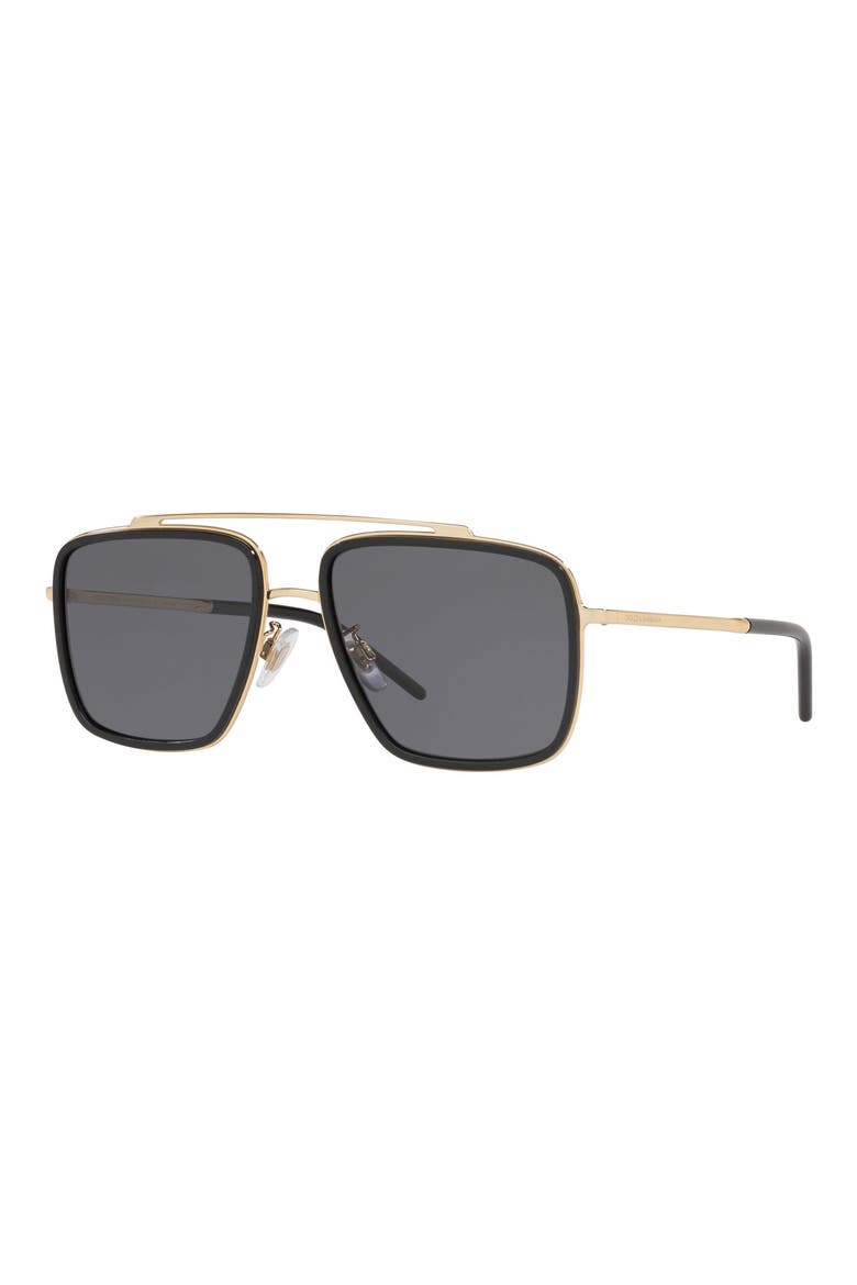 57mm Polarized Navigator Sunglasses, Alternate, color, GOLD/ BLACK/ GREY