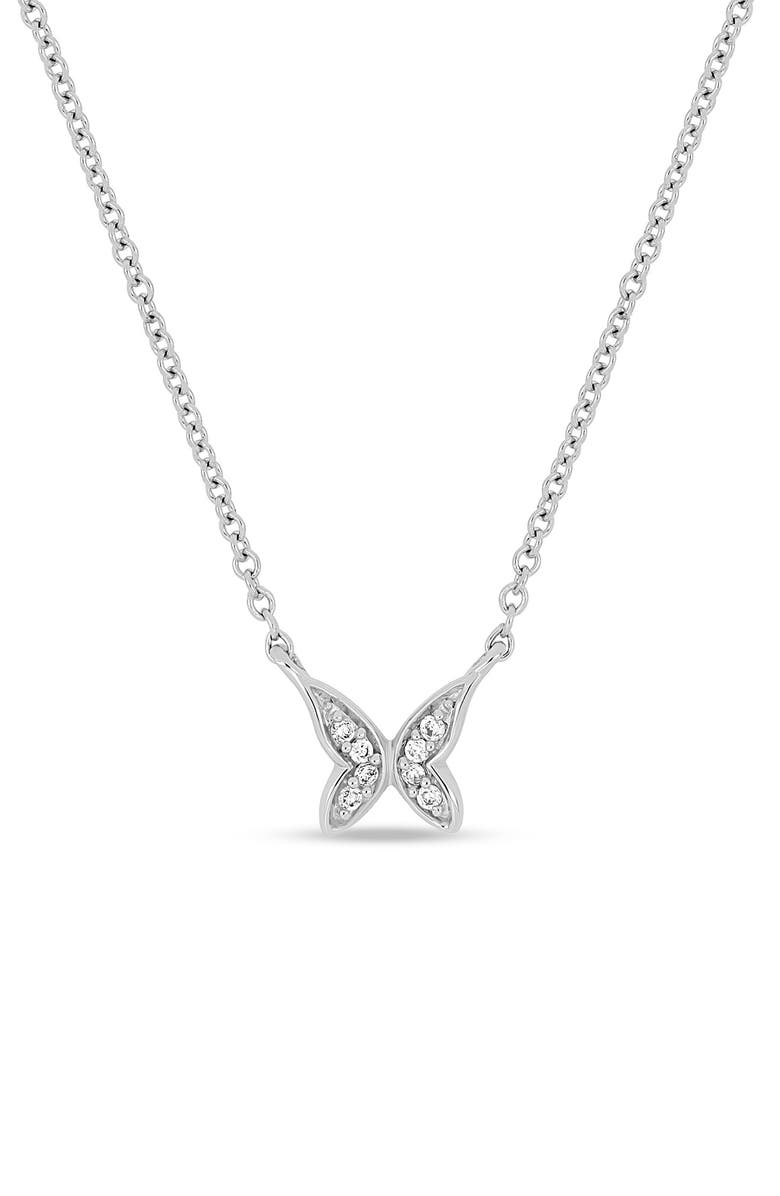 Bony Levy Icons 18K White Gold Diamond Butterfly Pendant Necklace, Main, color, 