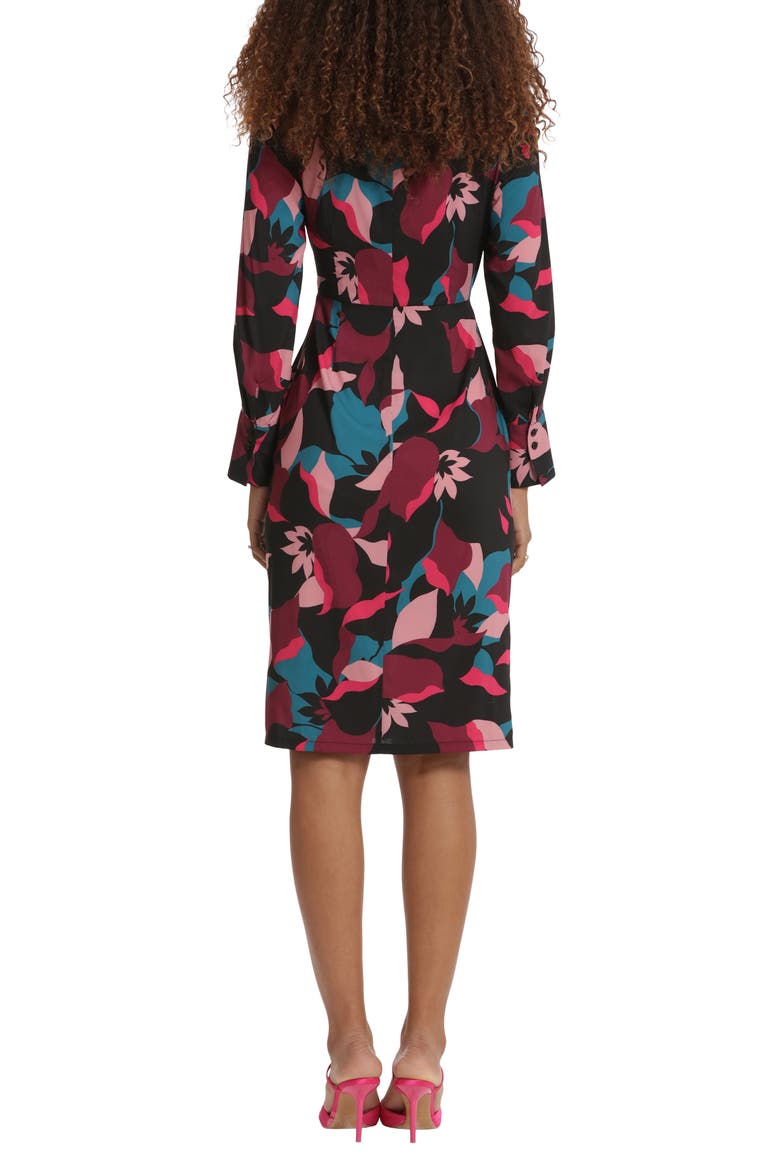 Print Twisted Long Sleeve Dress, Alternate, color, BLACK/ WINE