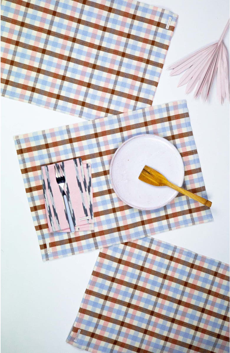 Archive New York Handwoven Classic Plaid Cotton Placemats, Set of 4, Main, color, Brown