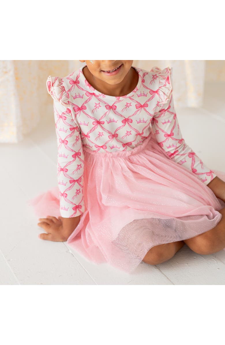 Sweet Wink Princess Trellis Long Sleeve Tutu Dress, Alternate, color, Pink