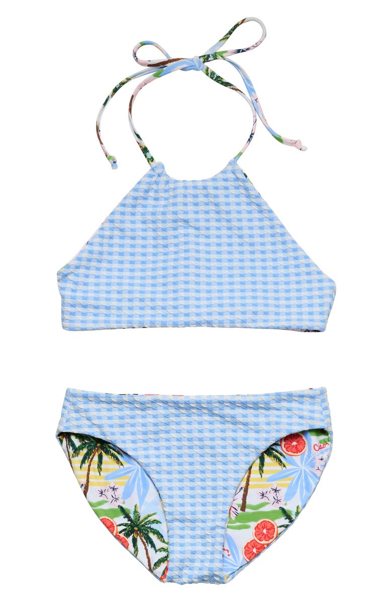 Snapper Rock Kids' Ciao Paradiso Reversible UPF 50+ Two-Piece Swimsuit, Alternate, color,