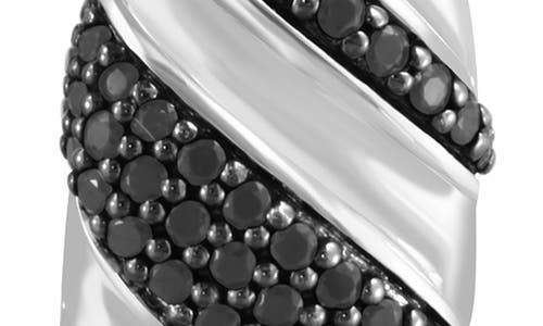 Effy Sterling Silver Pavé Black Spinel Oval Pendant Necklace In Black