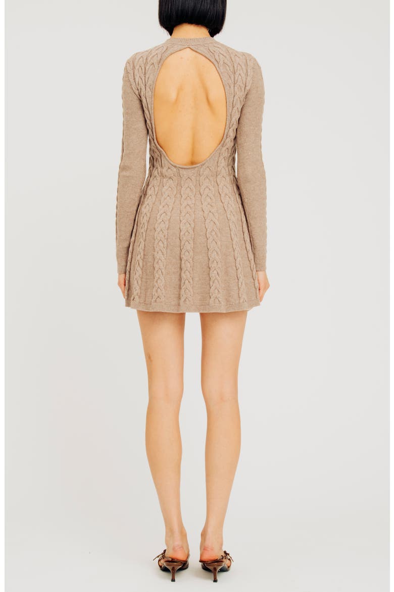 Elio Cable Stitch Long Sleeve Sweater Dress, Alternate, color, CEDAR