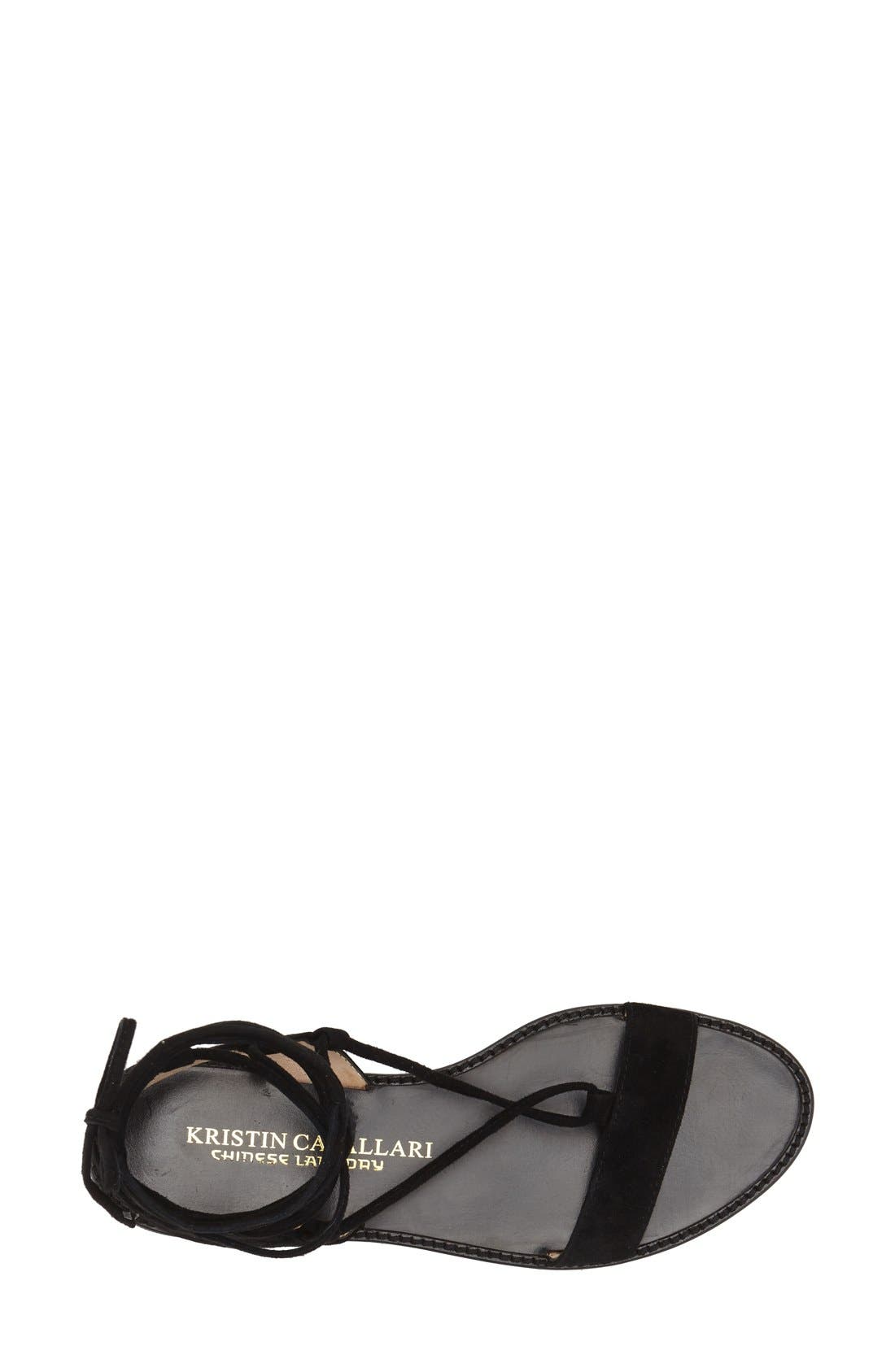 'Belle' Lace-Up Sandal, Alternate, color, BLACK SUEDE