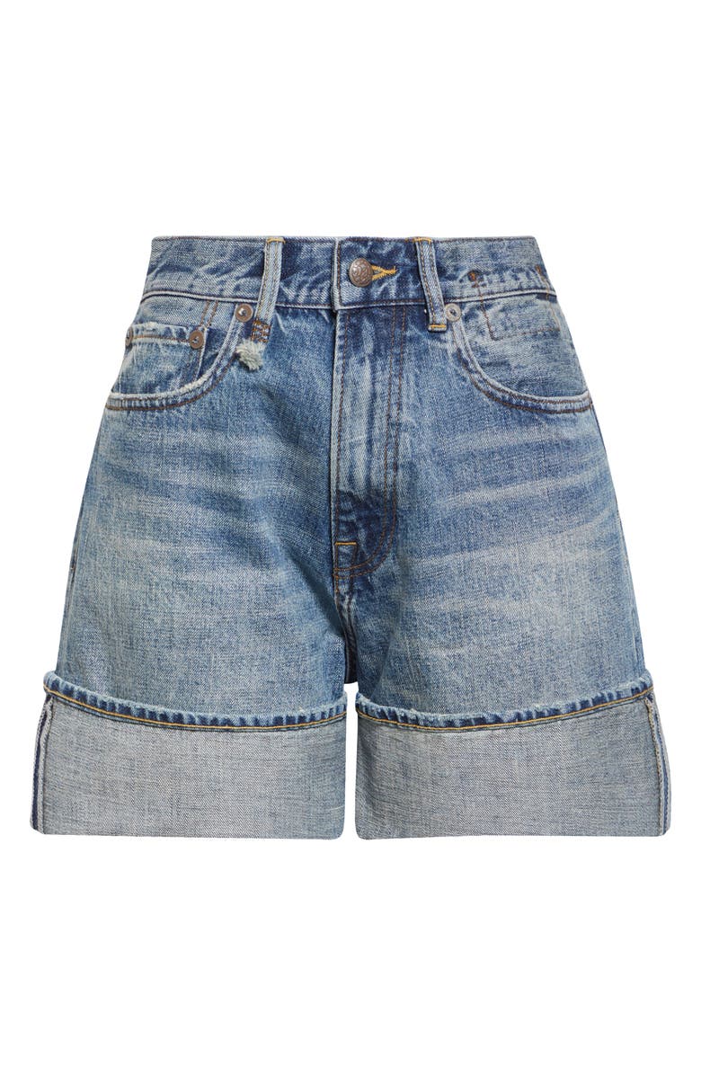 R13 Nina Cuffed Denim Shorts, Alternate, color, Barter Indigo