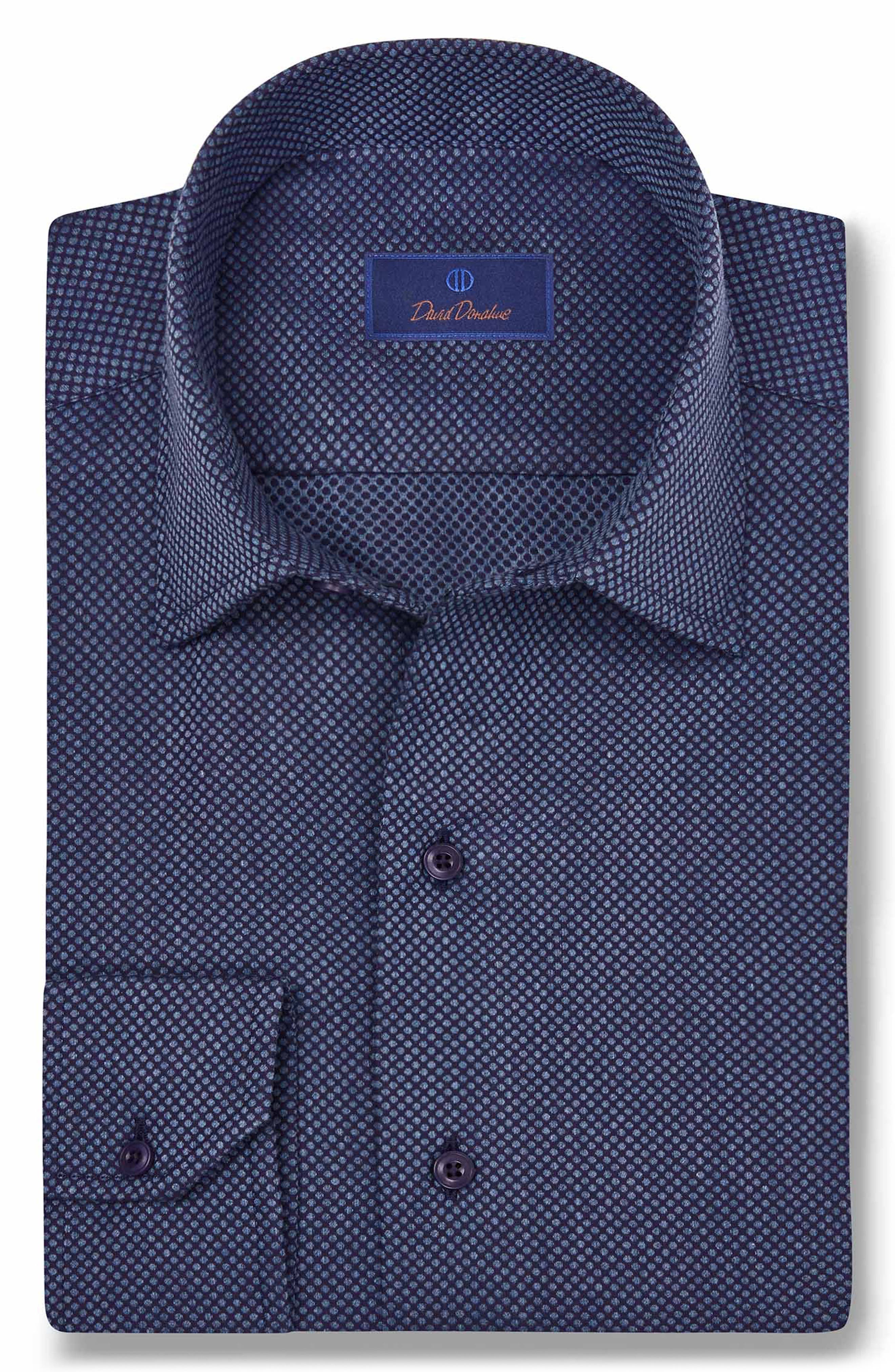 David Donahue Micro Dobby Dot Cotton Sport Shirt