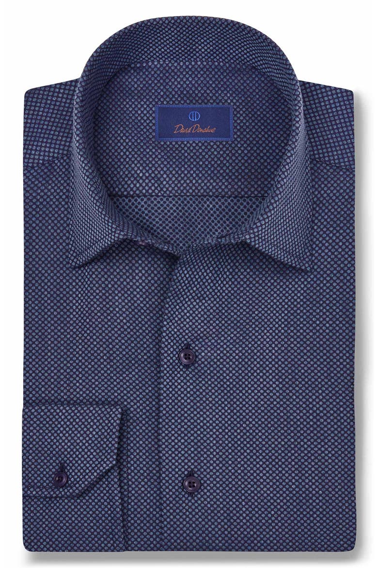 Micro Dobby Dot Cotton Sport Shirt, Main, color, NAVY