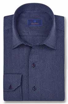 David Donahue Micro Dobby Dot Cotton Sport Shirt