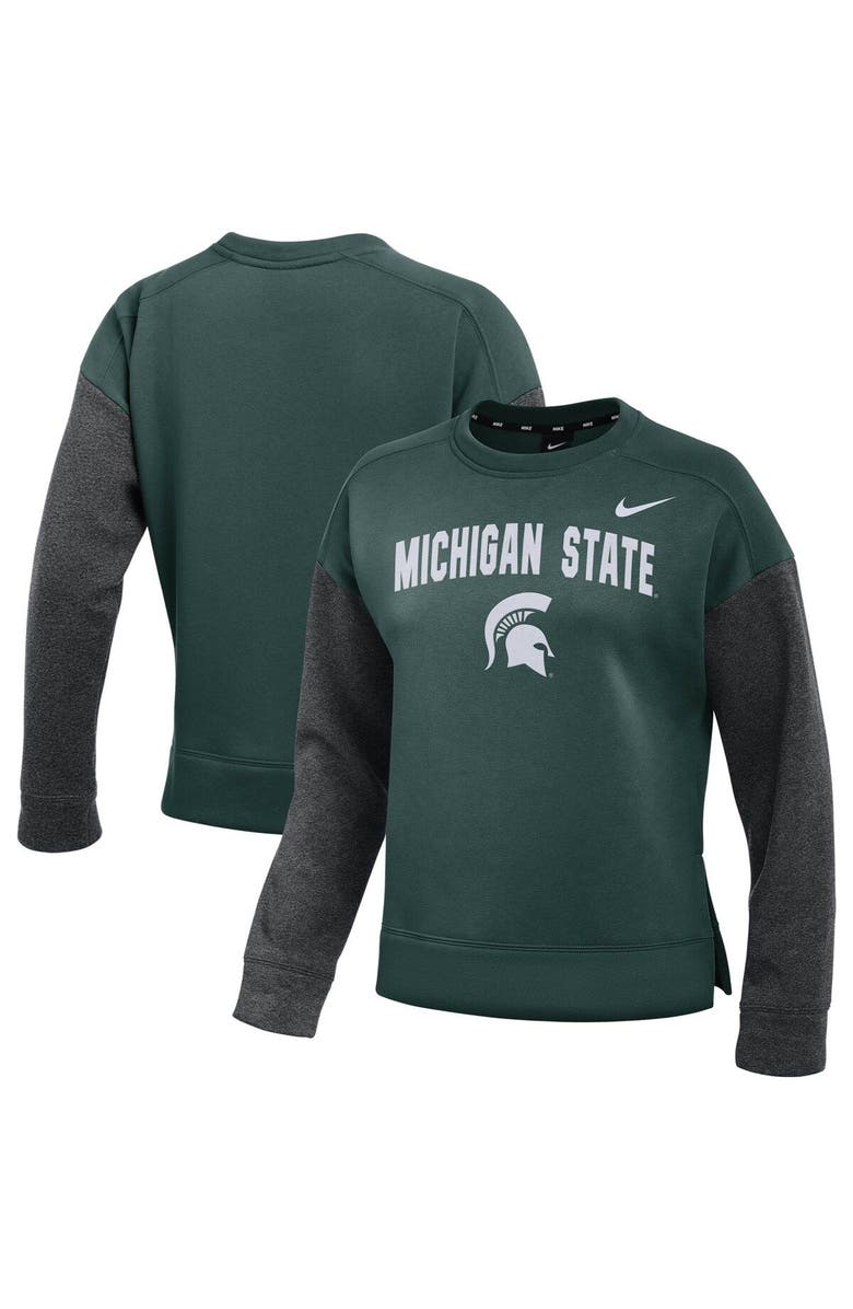 Nike Women's Nike Green/Charcoal Michigan State Spartans Campus Dolman Pullover Sweatshirt, Alternate, color, 