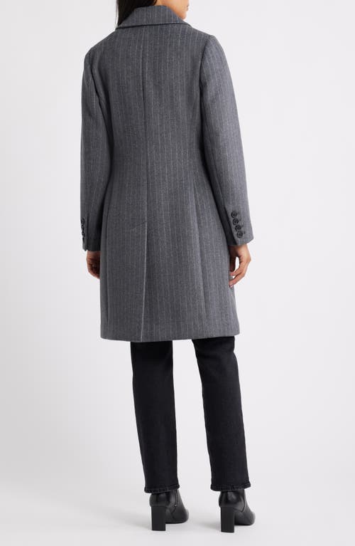 London Fog Heritage Pinstripe Double Breasted Coat In Gray