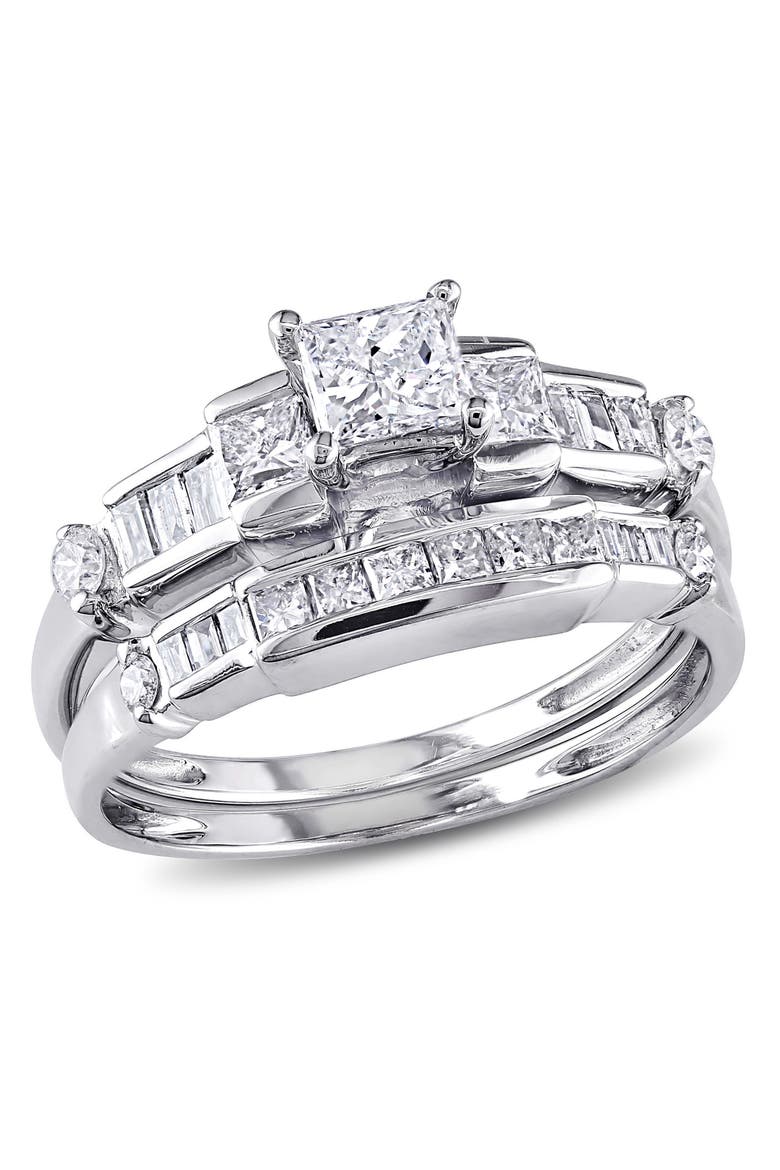 Diamond Multi-Cut Bridal Ring Set 14k, Main, color, 14K White Gold