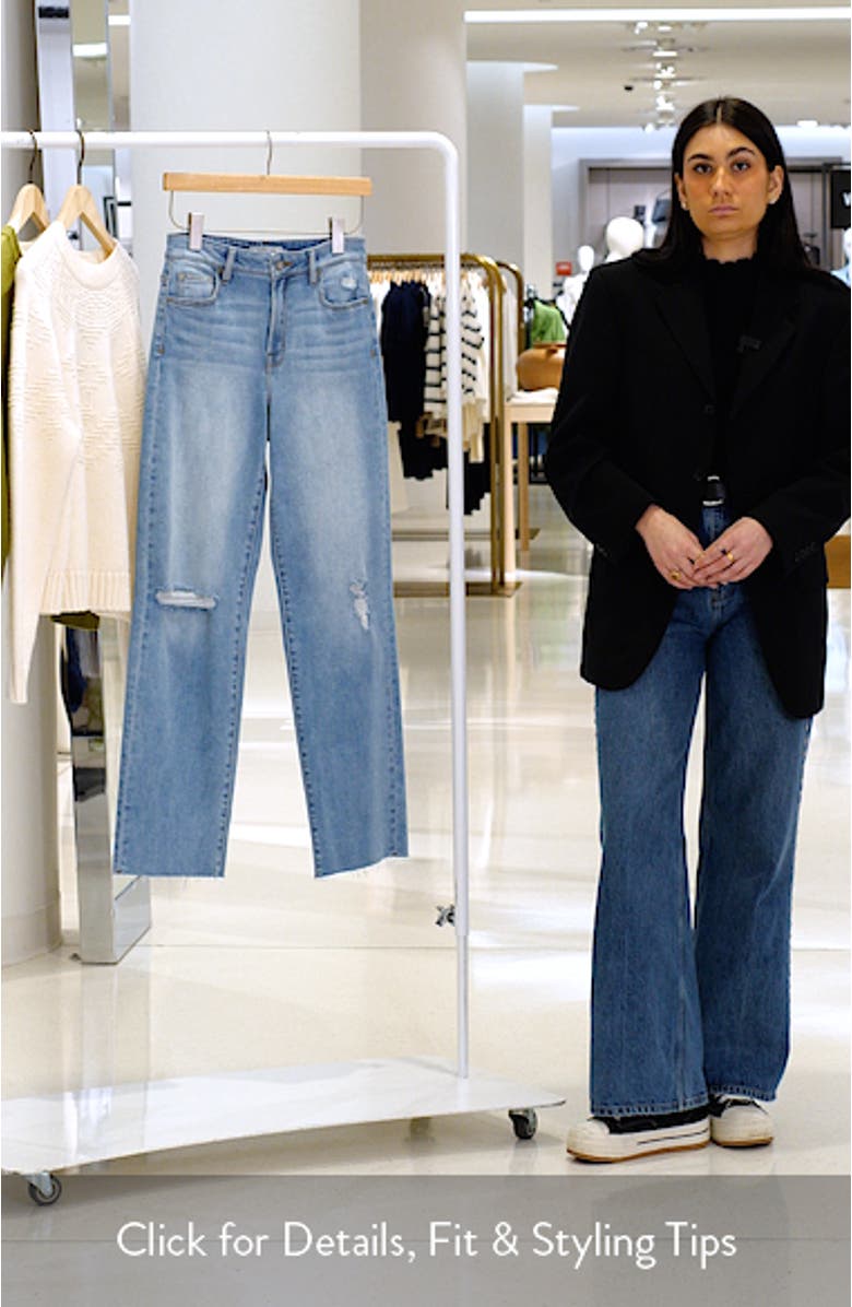 Ripped High Waist Raw Hem Wide Leg Jeans, sales video thumbnail