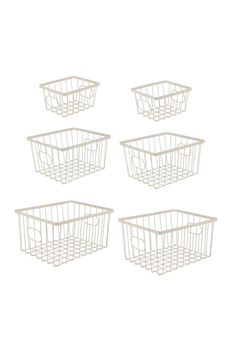 Camden Vintage Industrial Handmade Wire Metal Nesting Storage Baskets, Main, color, Almond