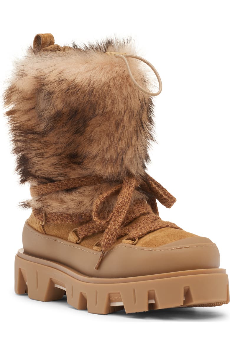 Moncler Peak Après Genuine Shearling Snow Boot, Main, color, Butternut