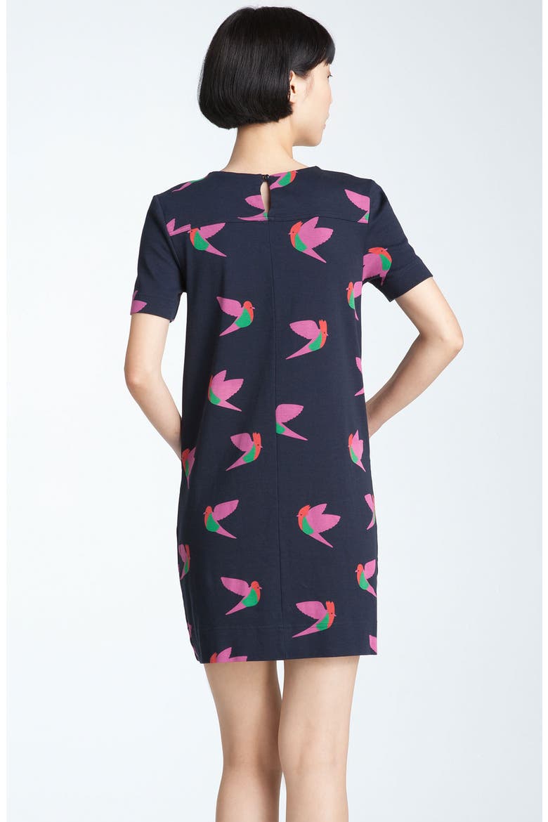 'Night Bird' Print Shift Dress, Alternate, color, NORMANDY BLUE MULTI