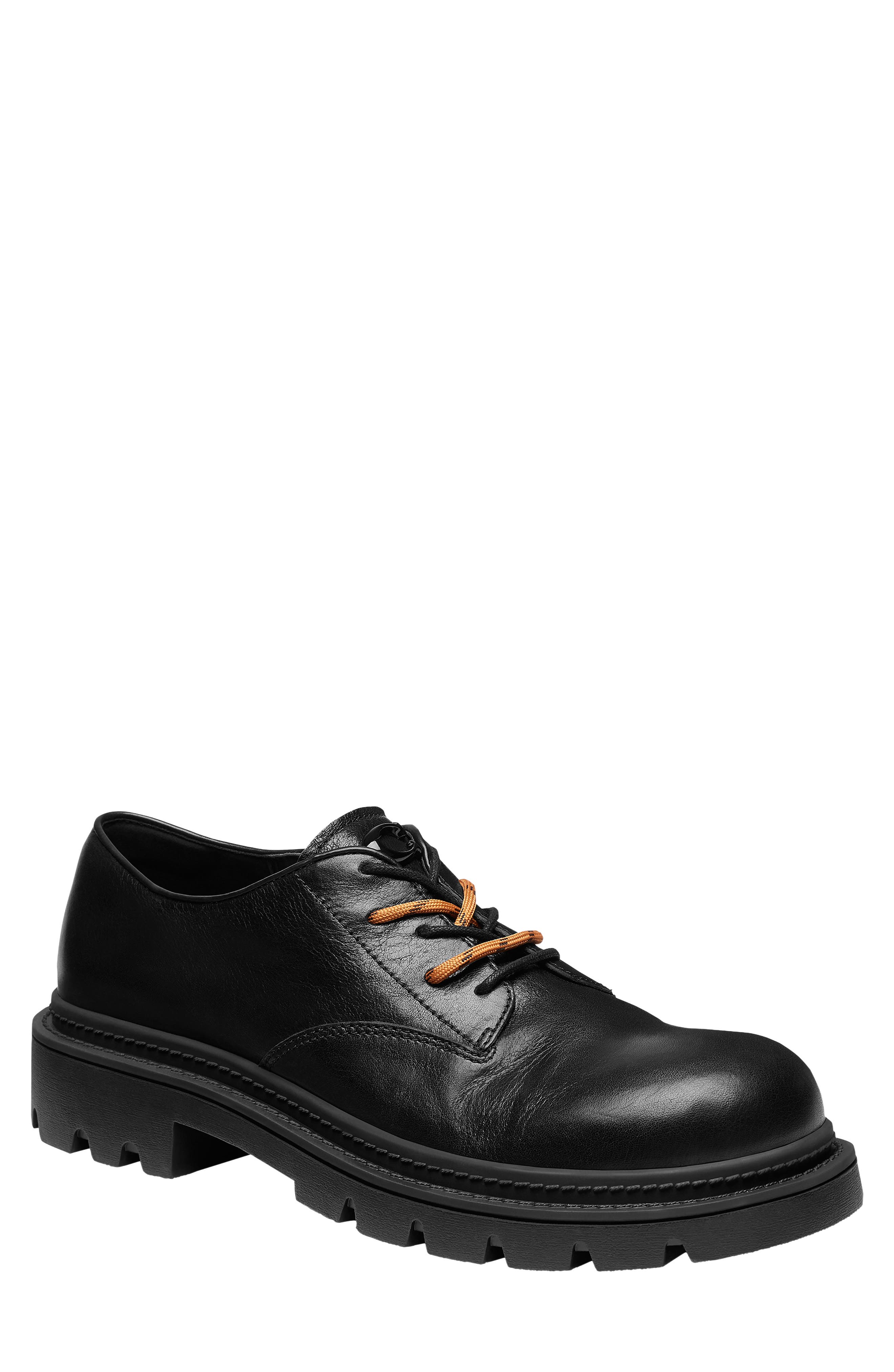 Plain Toe Leather Derby, Main, color, BLACK