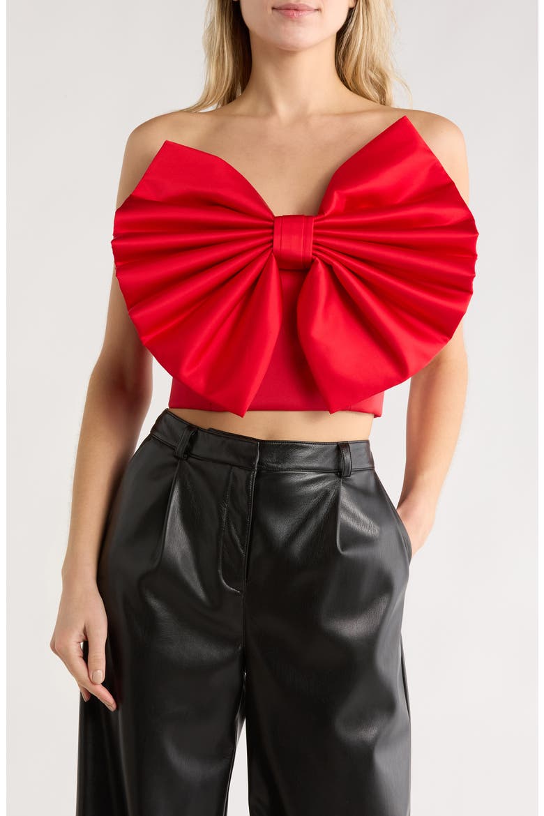 Sibella Bow Tube Top, Main, color, BRIGHT RUBY