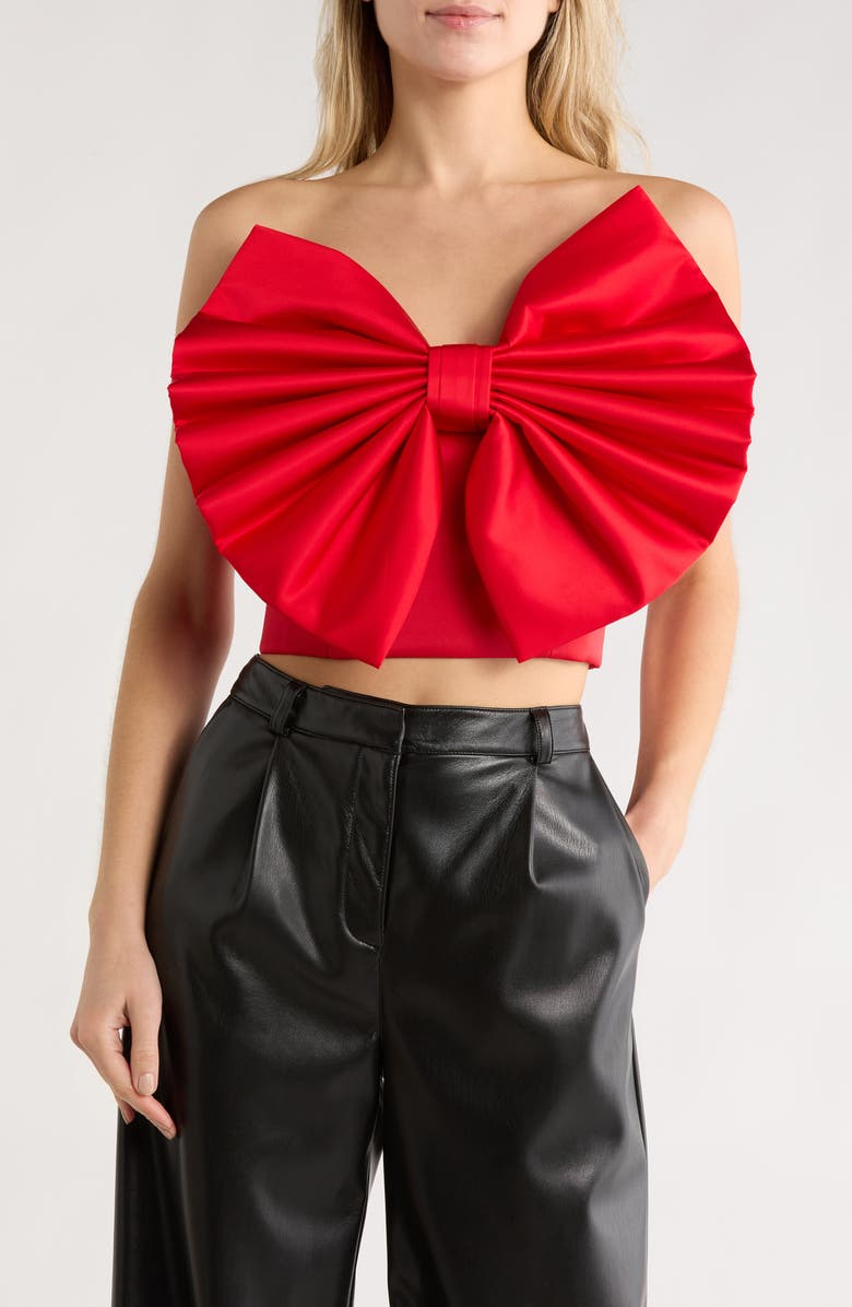 Alice + Olivia Sibella Bow Tube Top, Main, color, Bright Ruby