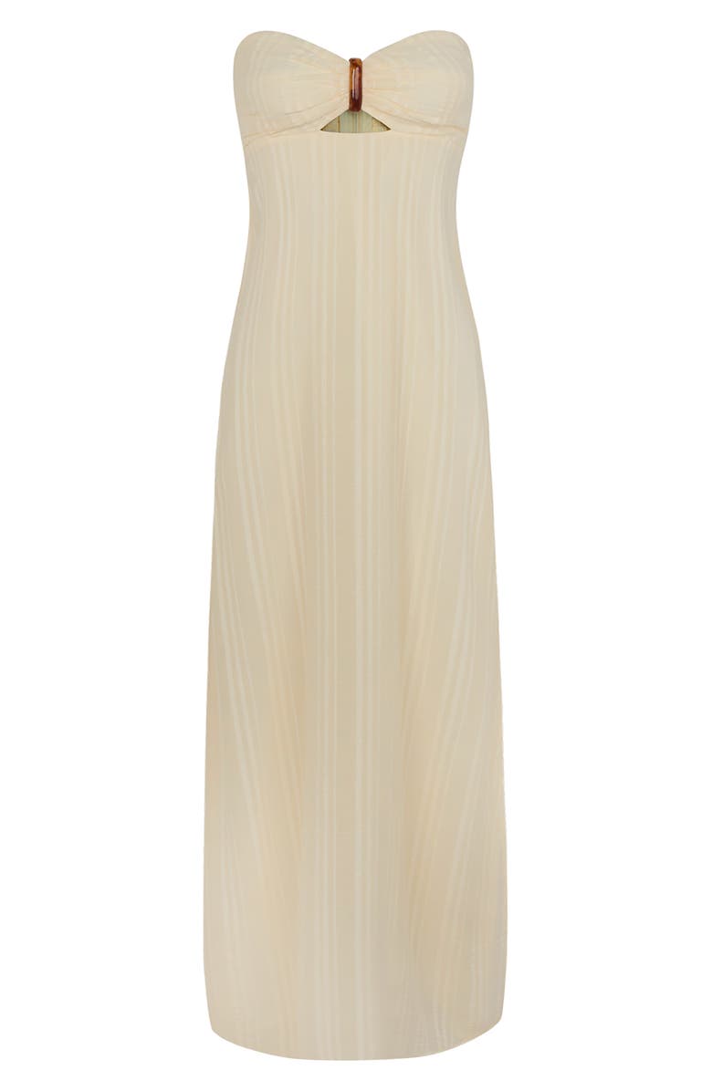 ViX Paula Hermanny Loly Strapless Cotton Blend Maxi Cover-Up Sundress, Alternate, color, Ivory