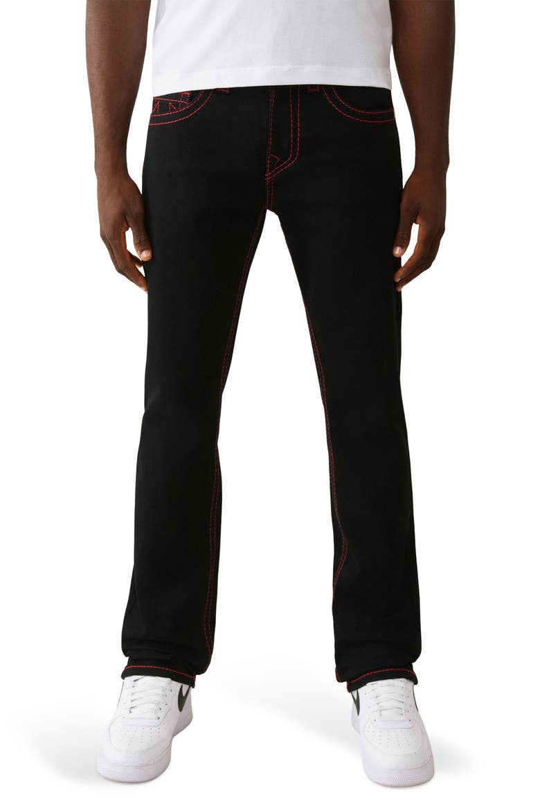 Ricky Big T Flap Straight Leg Jeans, Main, color, RINSE BLACK