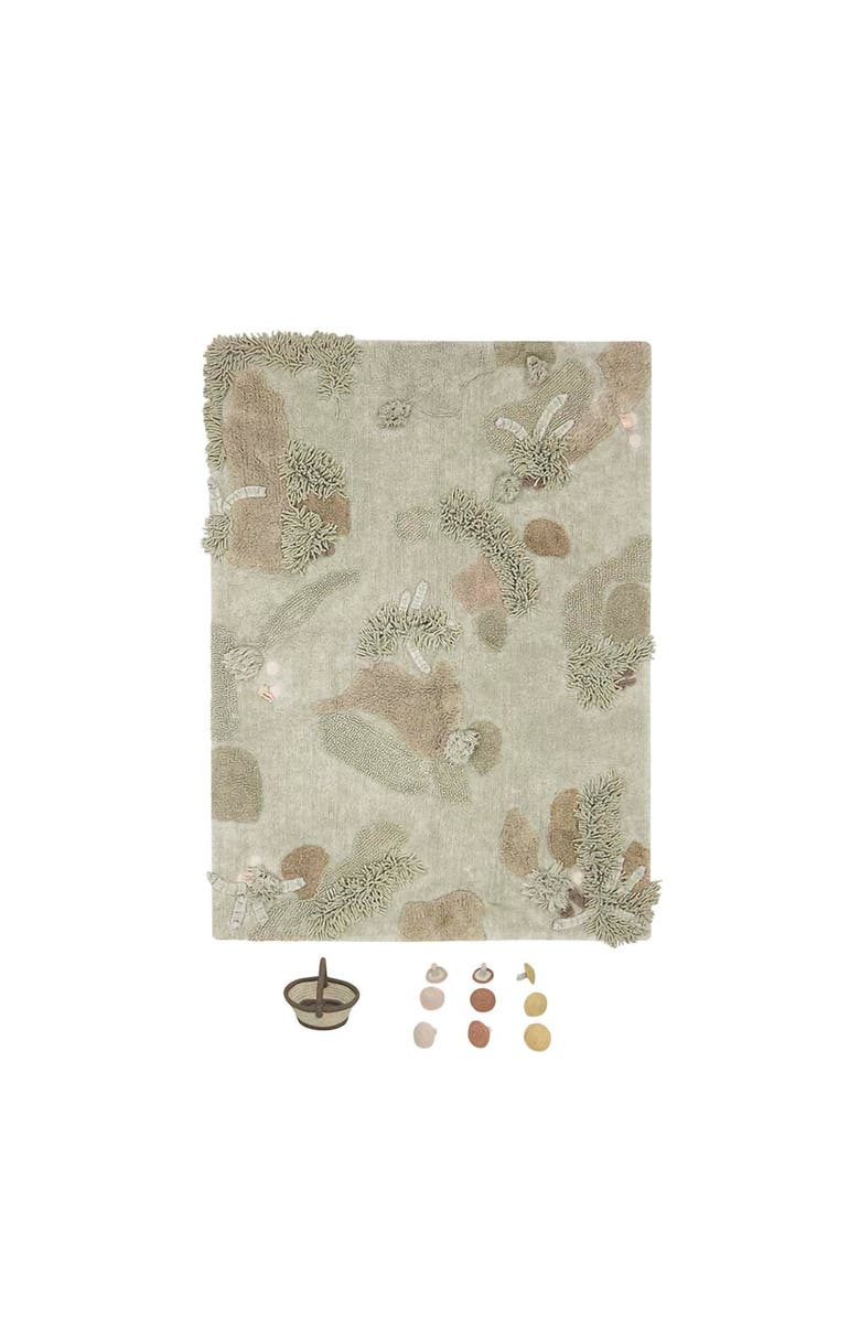 Lorena Canals Washable Play Rug Mushroom Forest, Main, color, Olive
