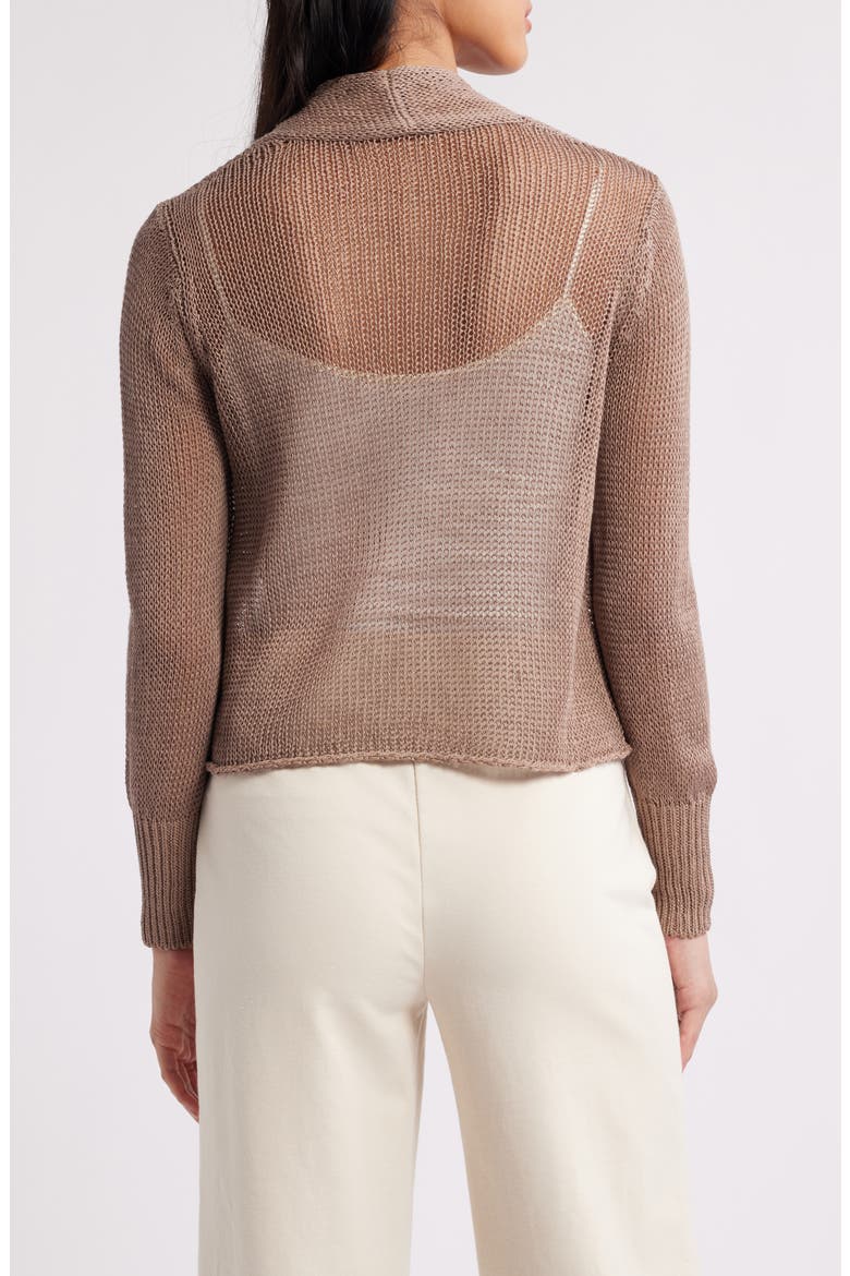 Organic Linen & Organic Cotton Cardigan, Alternate, color, COCOA