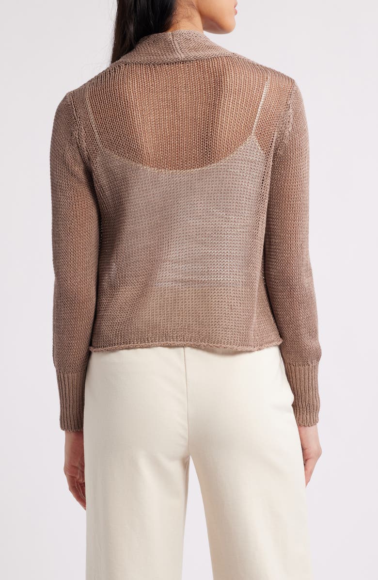 Eileen Fisher Organic Linen & Organic Cotton Cardigan, Alternate, color, Cocoa