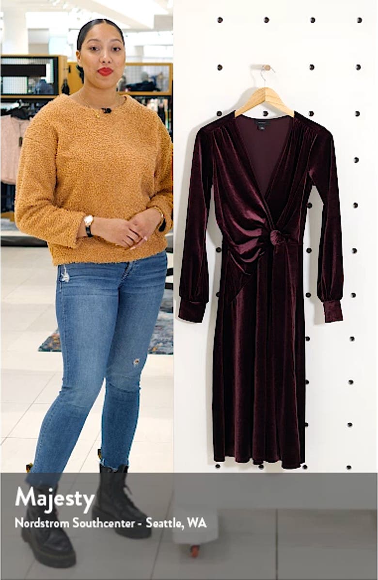 Velvet Faux Wrap Dress, sales video thumbnail