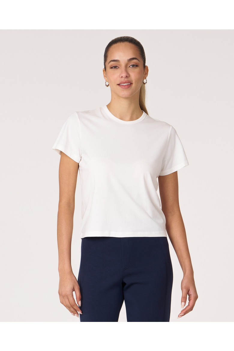 Rebody Essentials Short Sleeve Crop Tee, Alternate, color, White