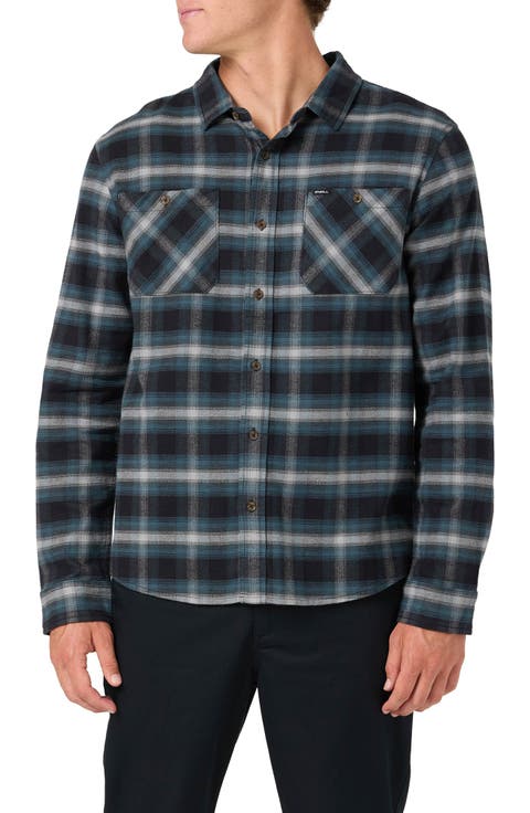 Coastline Plaid Stretch Cotton Flannel Button-Up Shirt