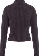 Versatile Dolman Cable Knit Leather Shoulder Sweater