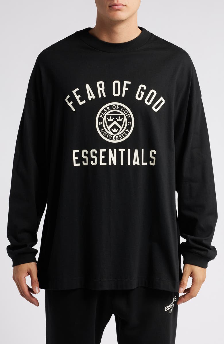 Fear of God Essentials Long Sleeve Cotton Jersey Graphic T-Shirt, Main, color, 