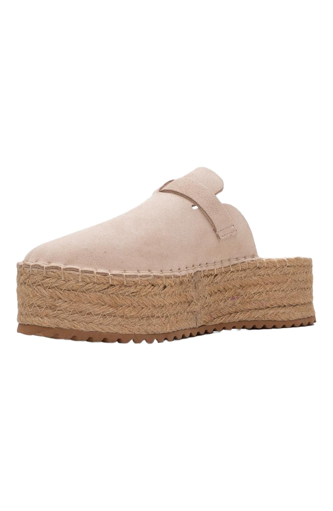 Novas Leather Platform Espadrille Mule, Alternate, color, Beige Suede Leather
