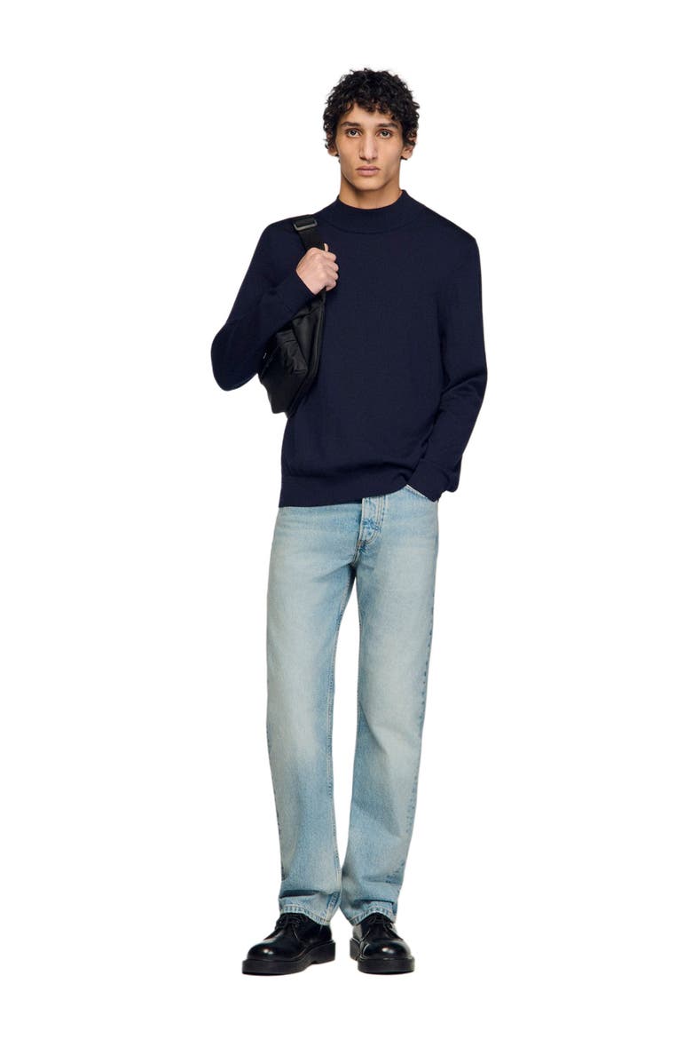 Wool sweater with high neck, Alternate, color, Midnight blue