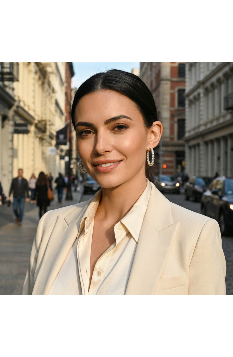 Bliss Diamond 7Ct TW Round Diamond Inside Outside Hoops Vault Lock 14k Gold Lab Grown, Alternate, color, 14K Yellow Gold