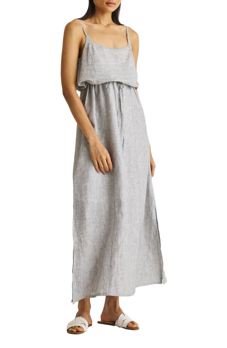 Reistor Strappy Maxi Dress, Main, color, Pin-Striped Linen
