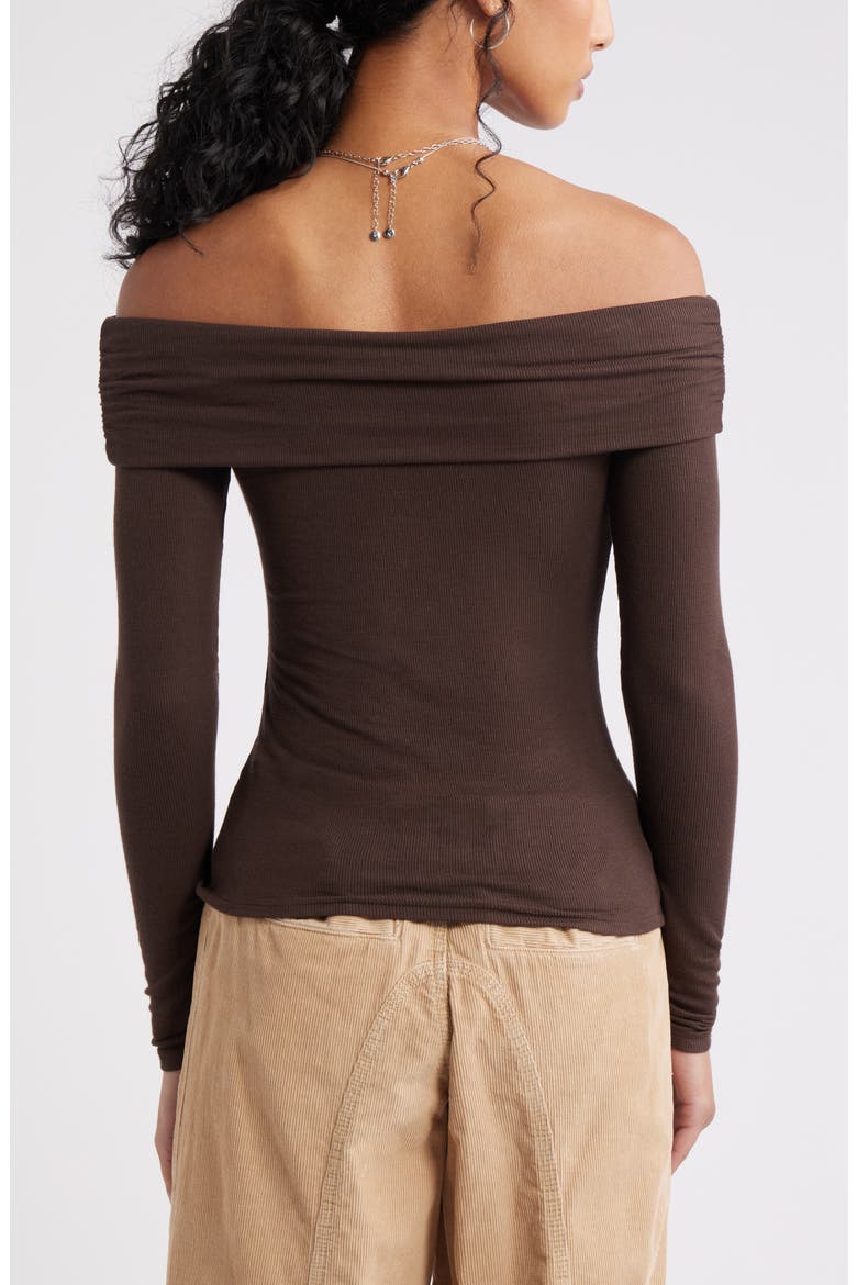 Rib Off the Shoulder Top, Alternate, color, BROWN COFFEE