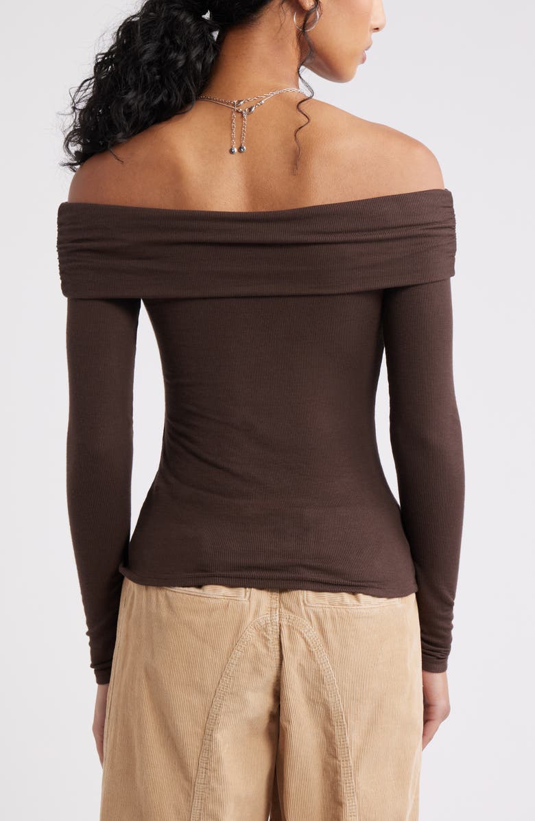 BP. Rib Off the Shoulder Top, Alternate, color, Brown Coffee