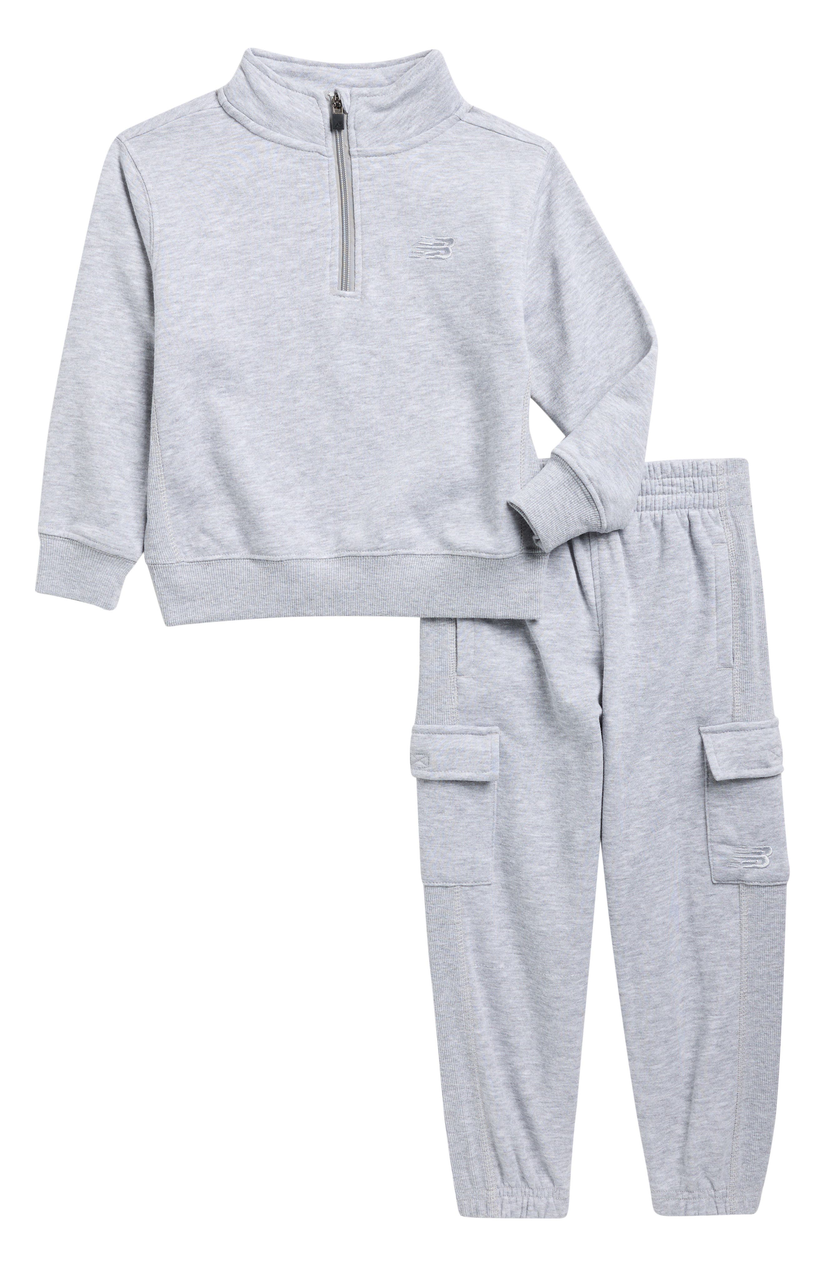 New Balance Kids' Fleece Quarter Zip Pullover & Cargo Joggers Set