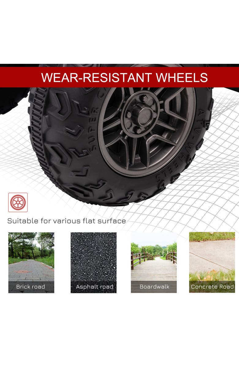 Aosom 12V Kids ATV 4 Wheeler with AUX, USB, Wear-Resistant Tread, Alternate, color, White