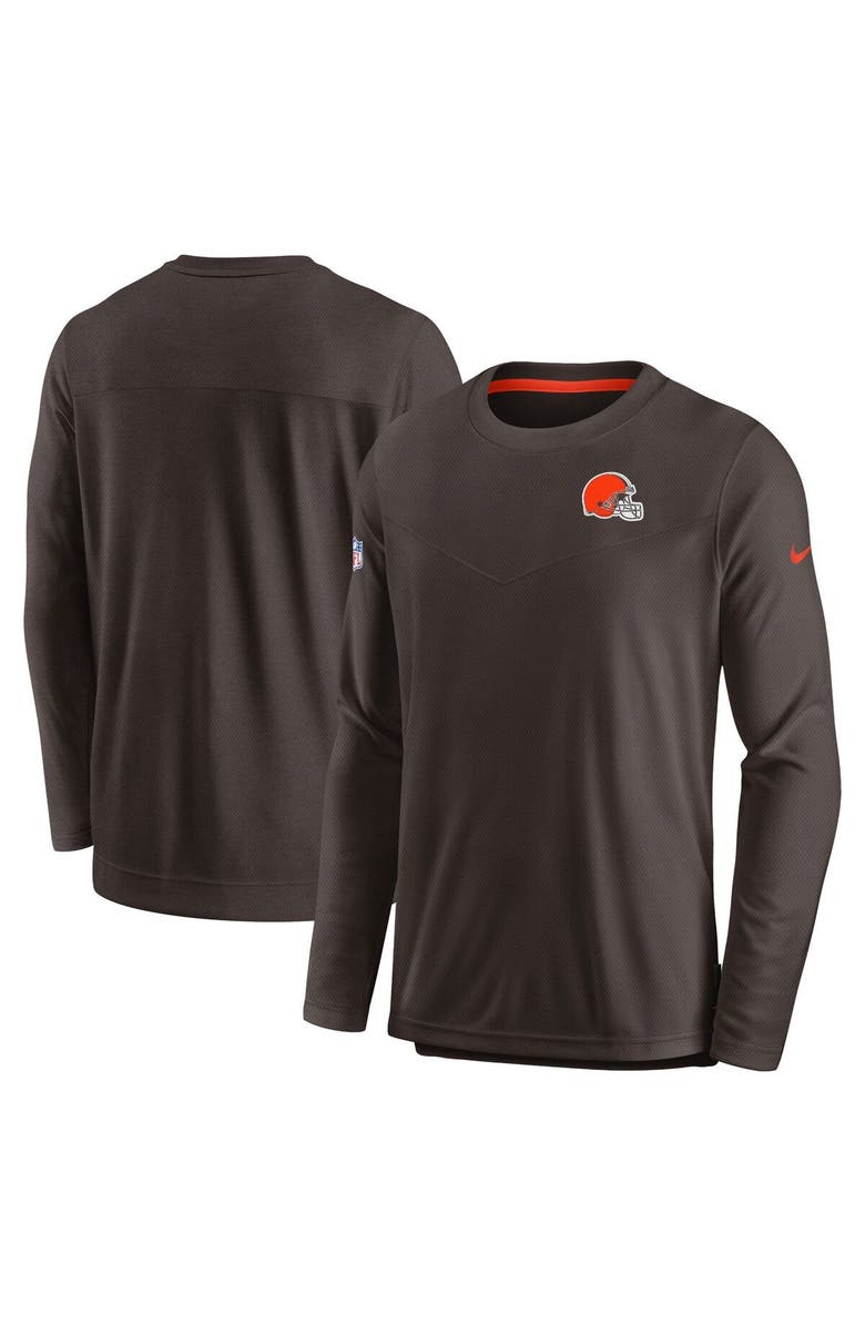 Nike Men's Nike Brown Cleveland Browns Sideline Lockup Performance Pullover Sweatshirt, Main, color, Brown