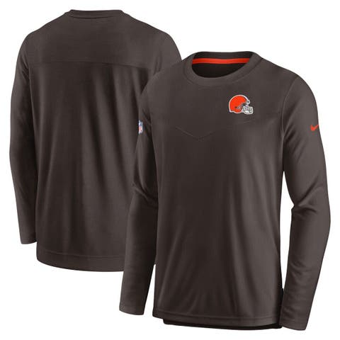Men's Nike Brown Cleveland Browns Sideline Lockup Performance Pullover Sweatshirt