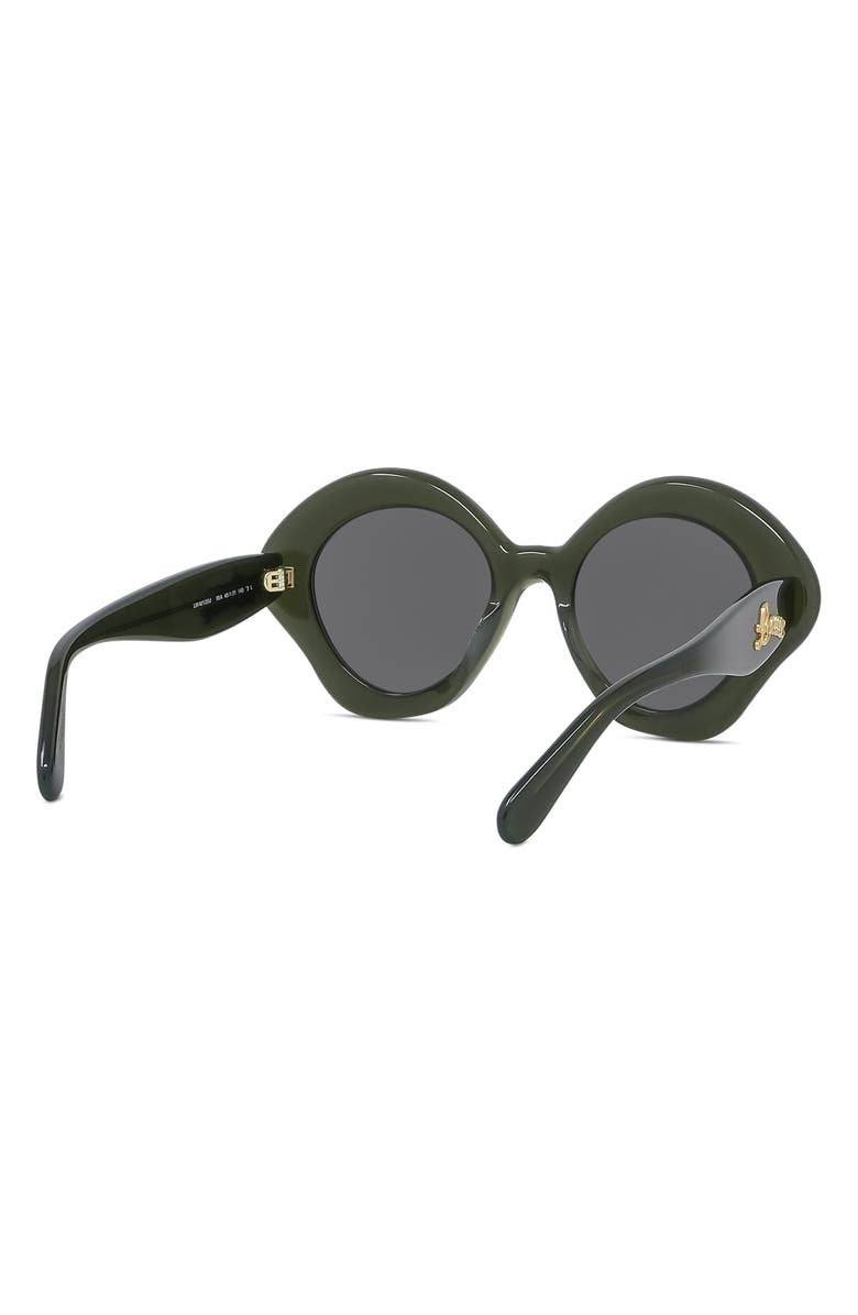 Loewe Curvy 49mm Small Geometric Sunglasses, Alternate, color, Shiny Dark Green / Smoke