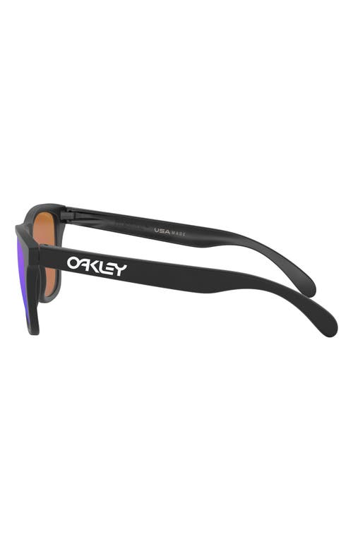 Shop Oakley 55mm Polarized Rectangular Sunglasses In Matte Black/prizm Violet