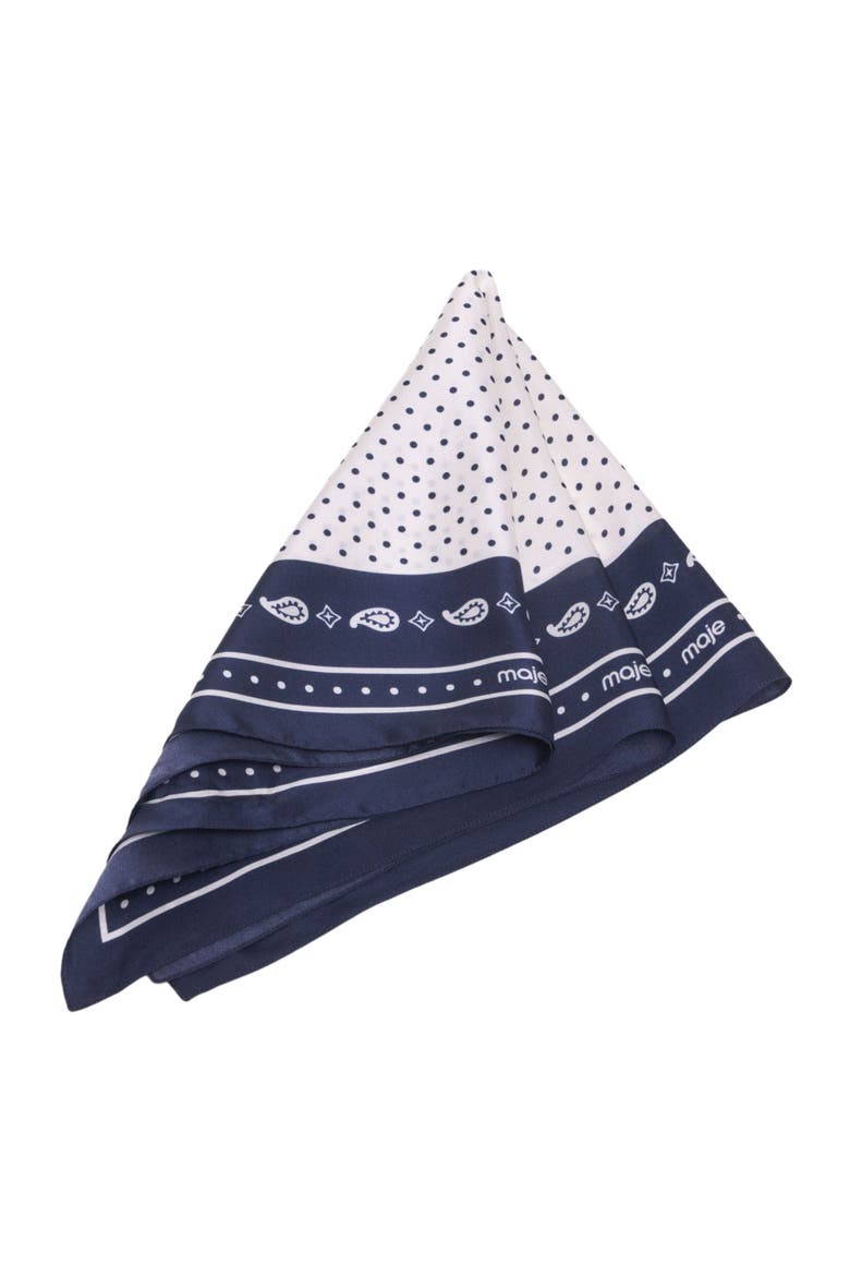 60x60 silk print bandana, Alternate, color, Navy dot bandana print