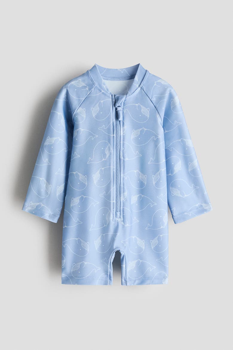 Upf 50 Swimsuit, Main, color, Light blue/whales