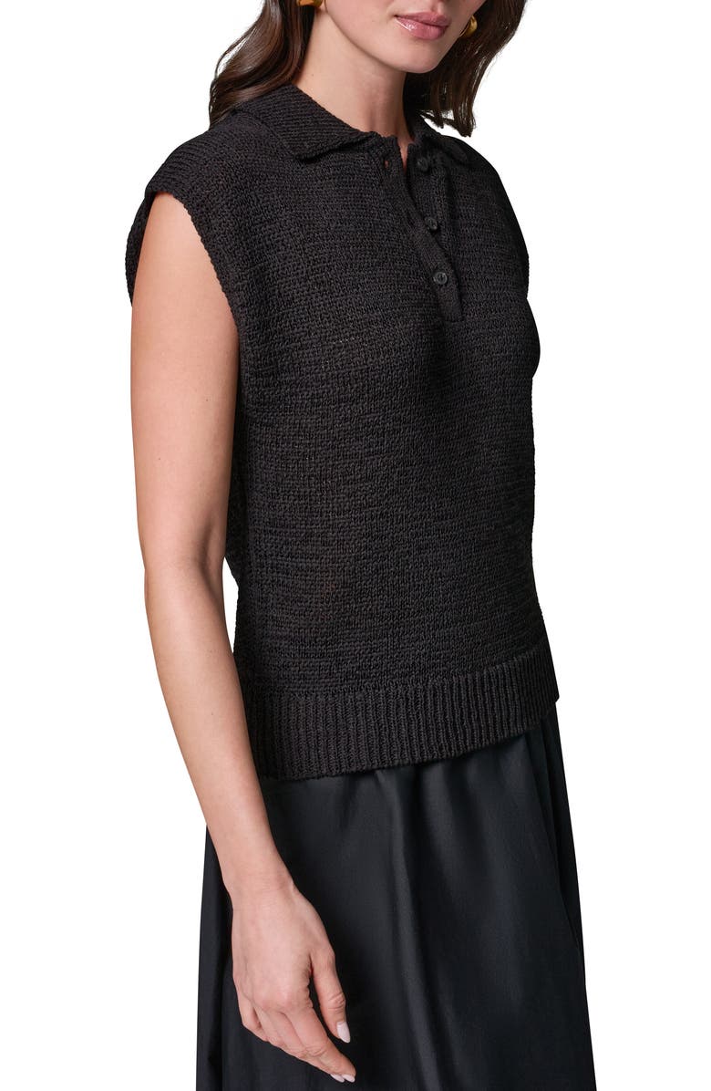 Donna Karan New York Sleeveless Polo Sweater, Alternate, color, Black