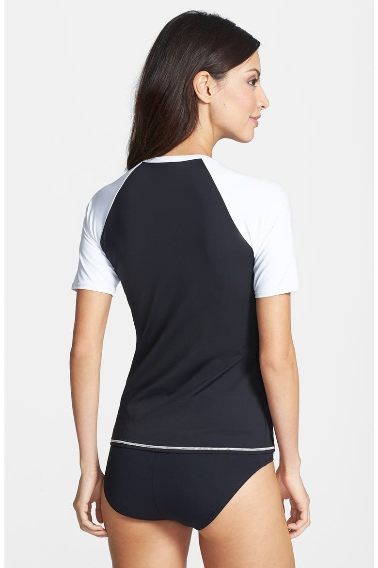 'Deck Piping' Colorblock Rashguard, Alternate, color, BLACK/ WHITE
